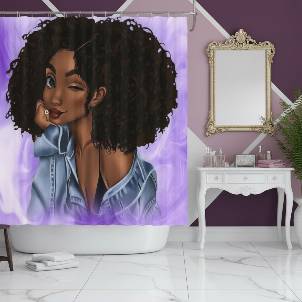 Beautiful Curly Hair Princess Shower Curtain