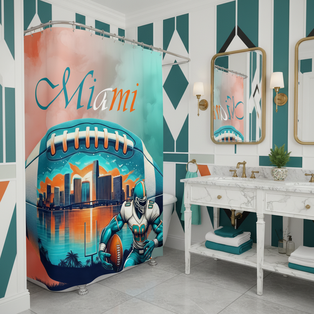 Copycat-Creations Miami Football Shower Curtain