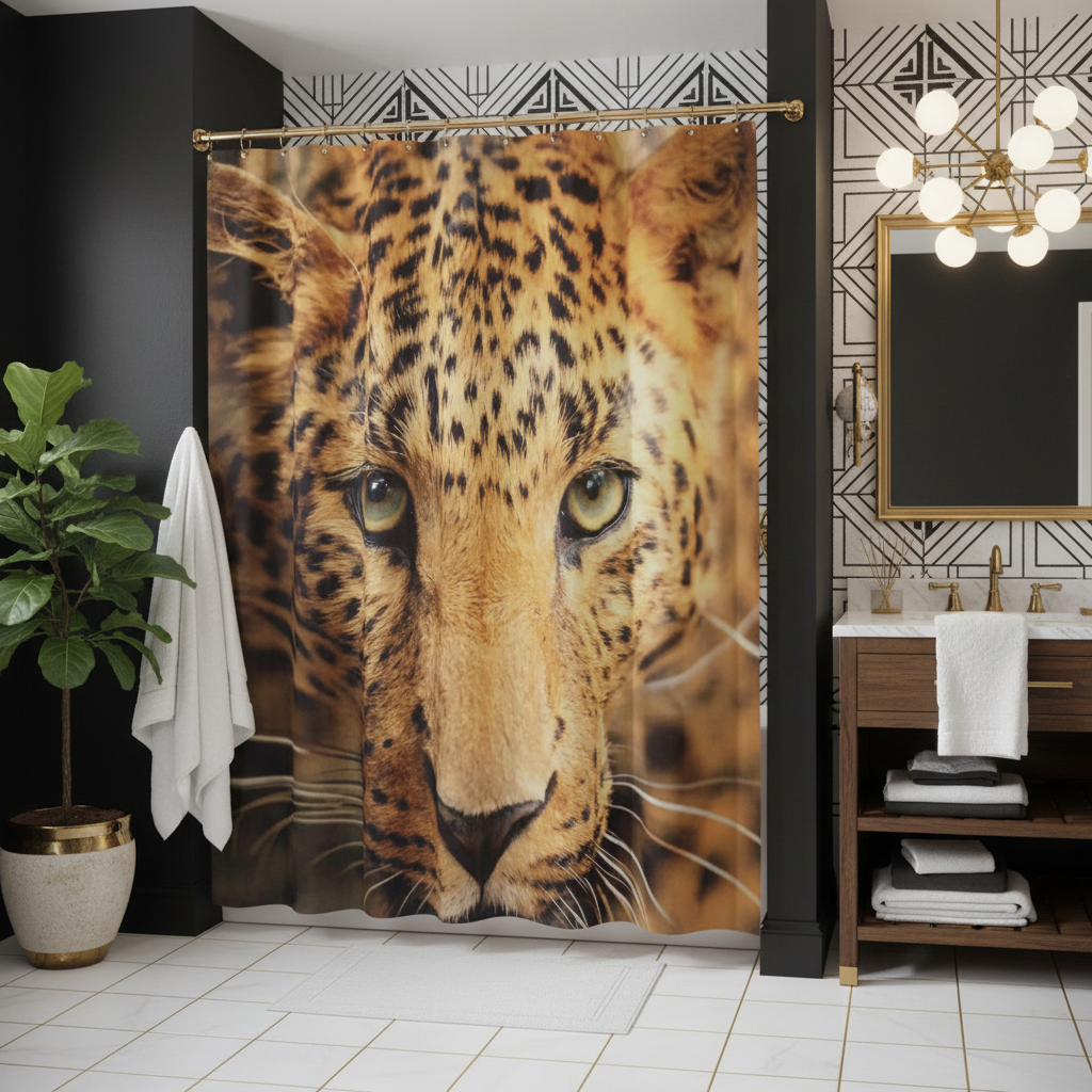 Exotic Breathtaking Ferocious Leopard Shower Curtain