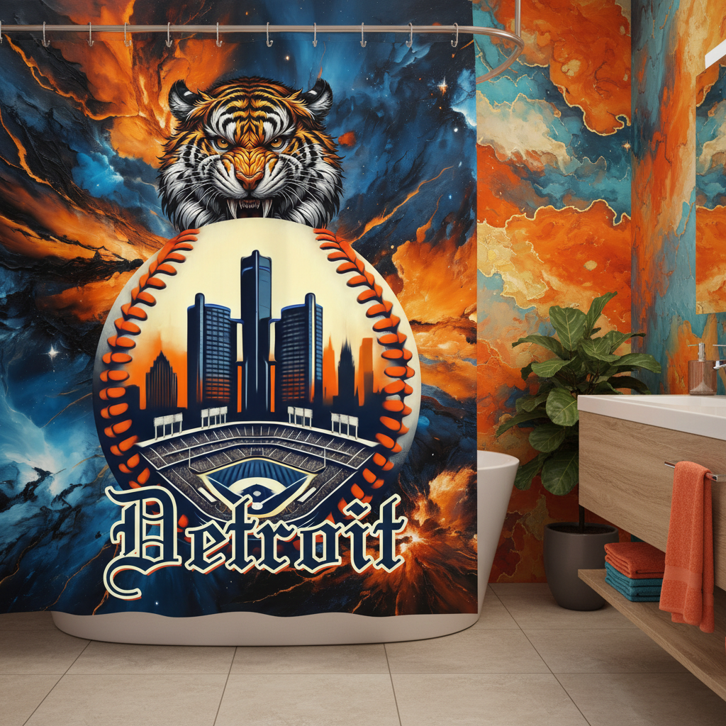 Copycat-Creations Detroit Baseball 2nd Edition Shower Curtain