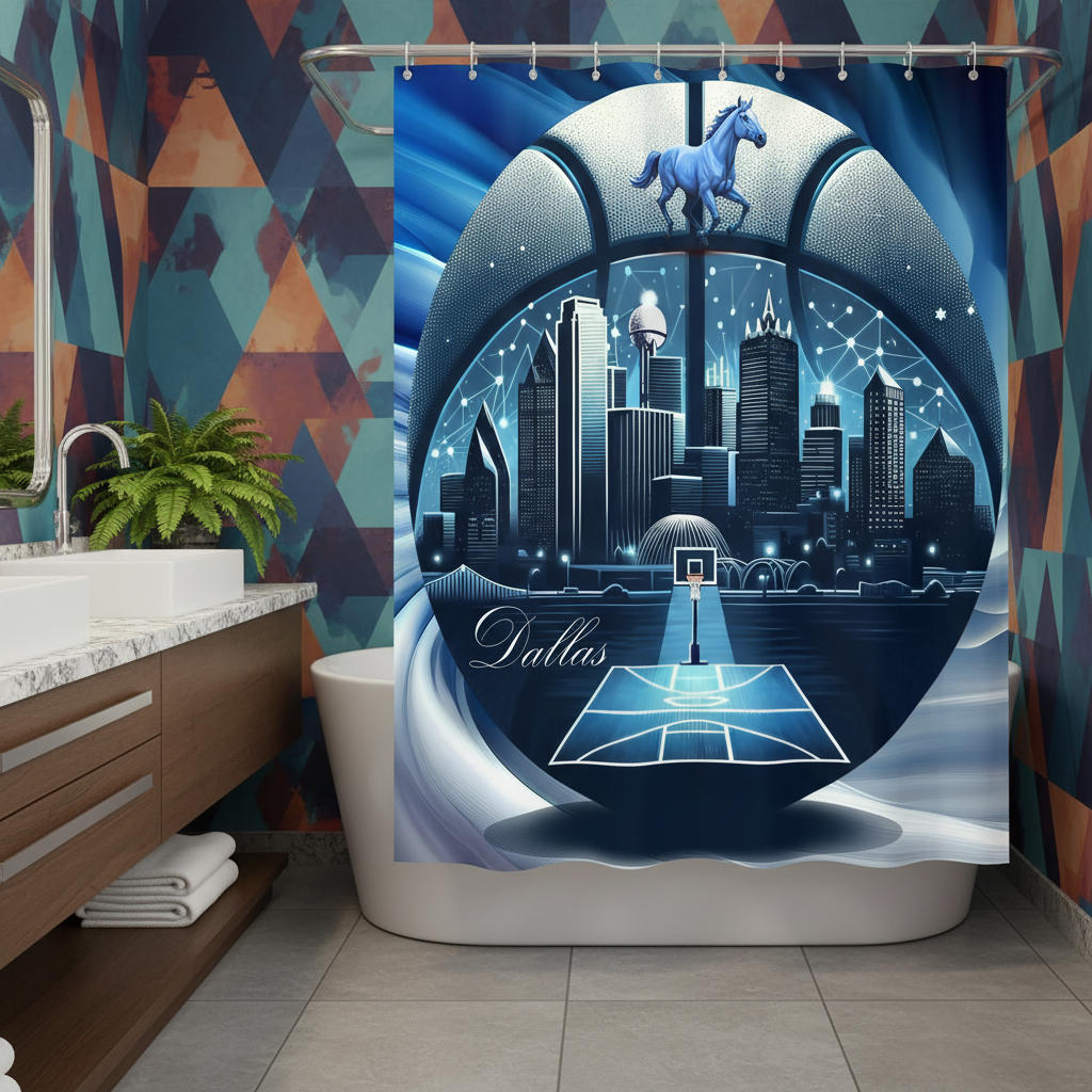 Copycat-Creations Dallas Basketball Shower Curtain