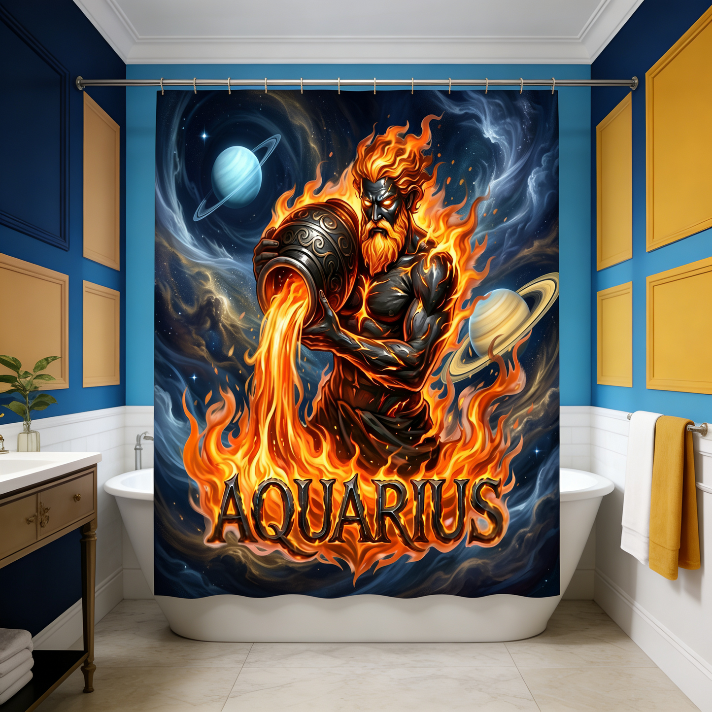 Copycat-Creations Aquarius Zodiac Shower Curtain