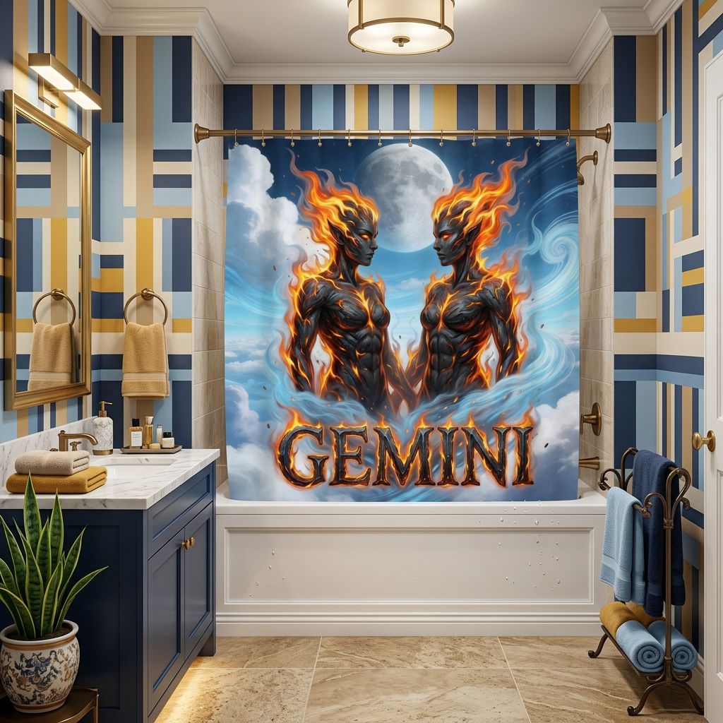 Copycat-Creations Gemini Zodiac Shower Curtain