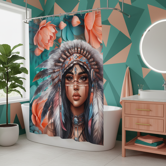 Copycat-Creations 2nd Edition Indigenous Goddess Shower Curtain