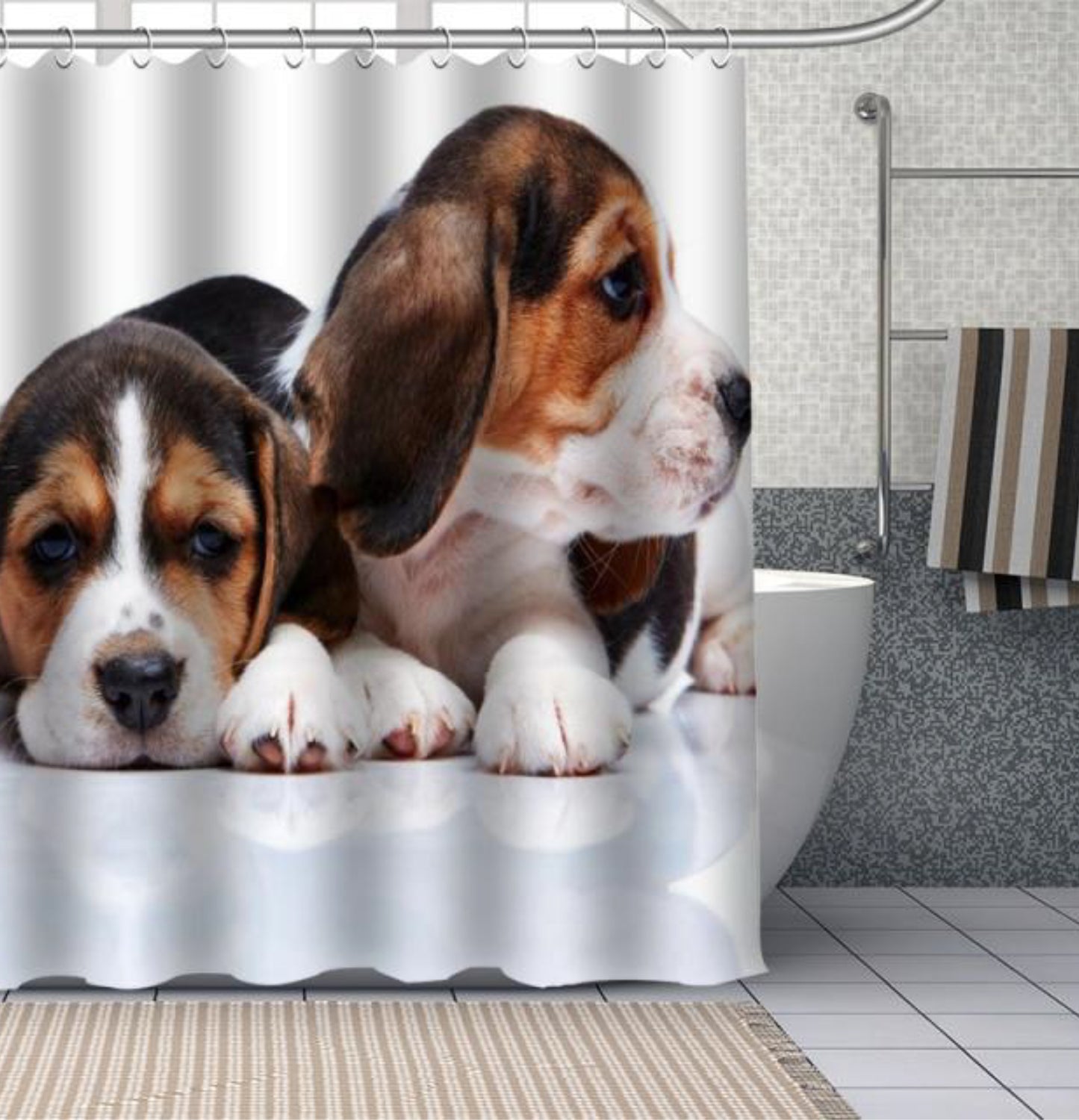 Adorable Beagle Puppies Shower Curtain