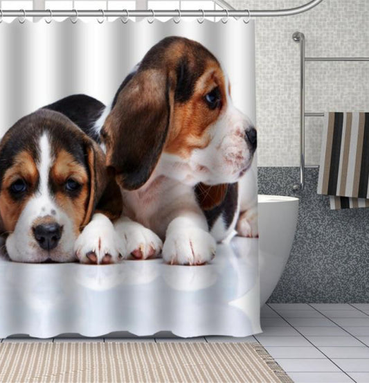 Adorable Beagle Puppies Shower Curtain
