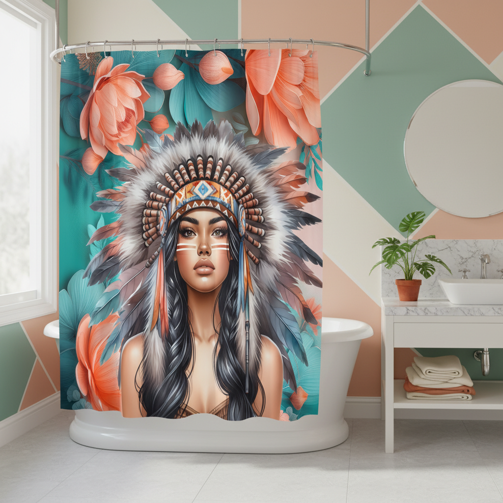 Copycat-Creations Indigenous Goddess Shower Curtain