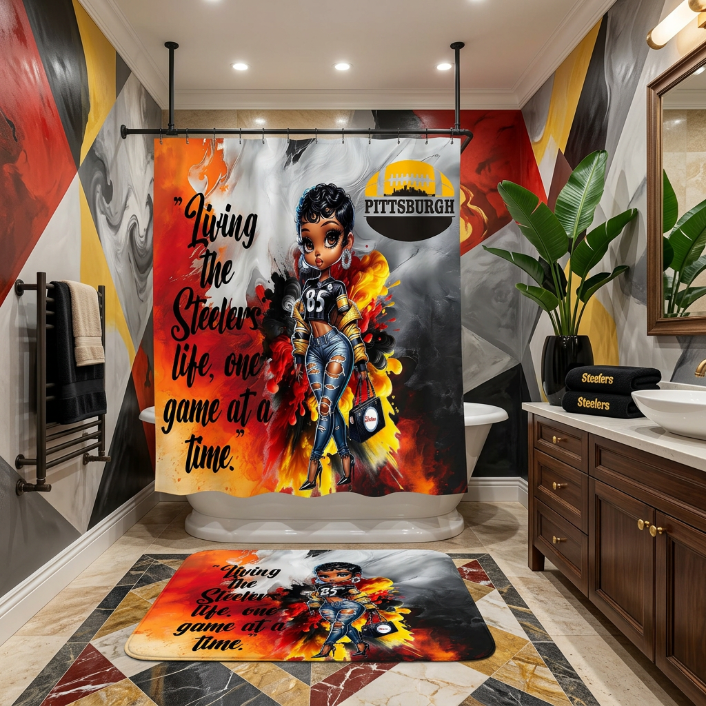Copycat-Creations Pittsburgh Football 2pcs Shower Curtain Set