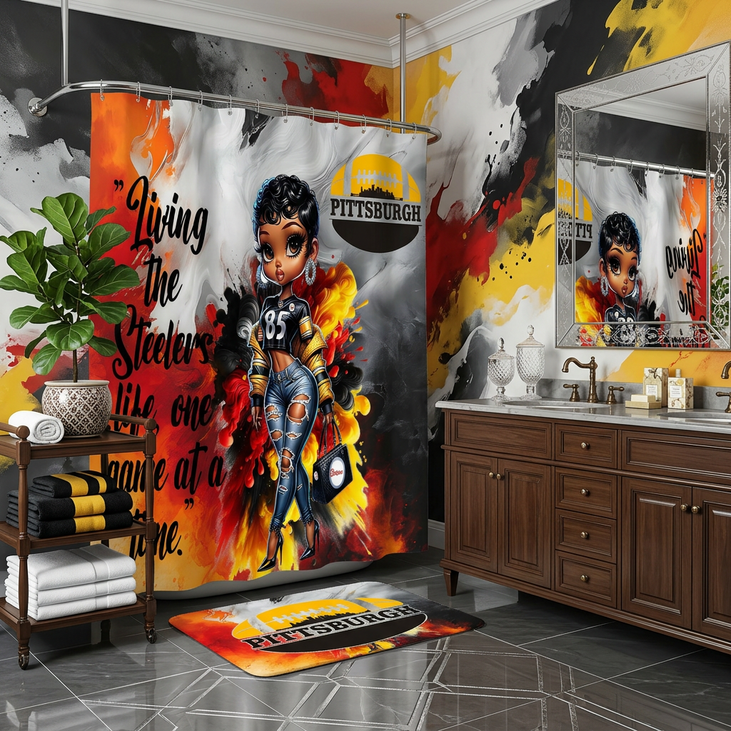 Copycat-Creations Pittsburgh Football 2pcs Shower Curtain Set