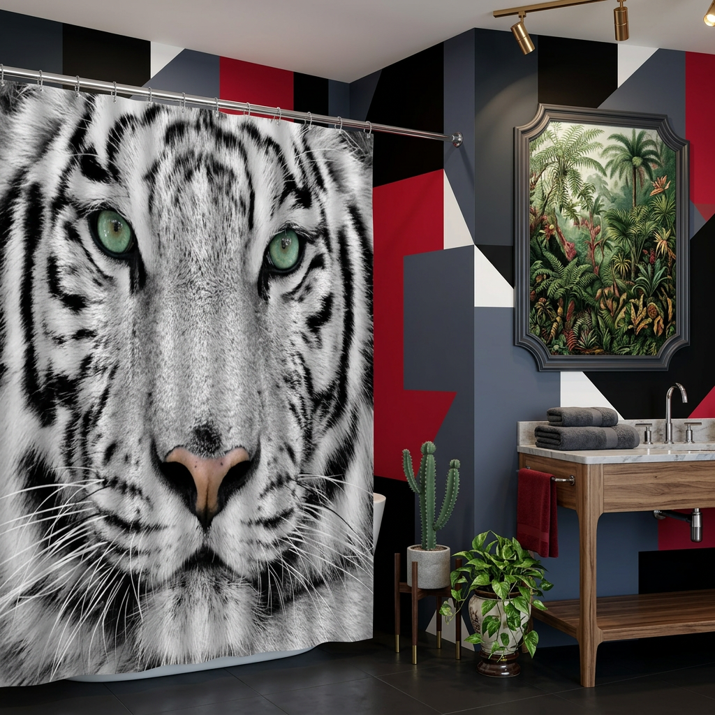 Exotic Ferocious Tiger Shower Curtain