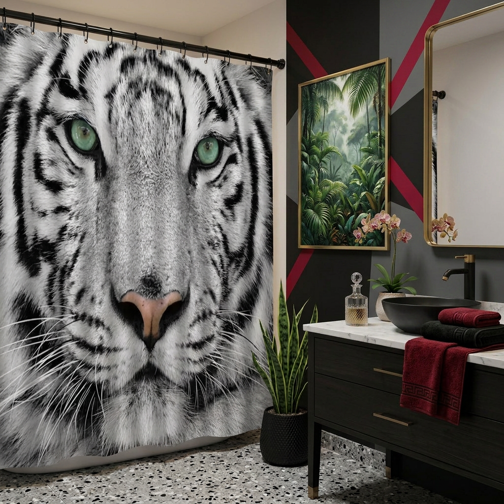 Exotic Ferocious Tiger Shower Curtain