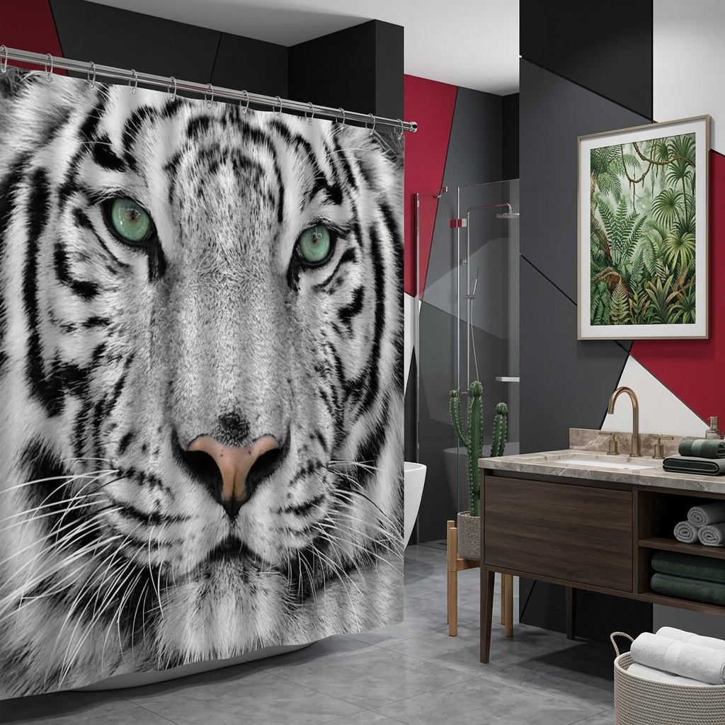 Exotic Ferocious Tiger Shower Curtain
