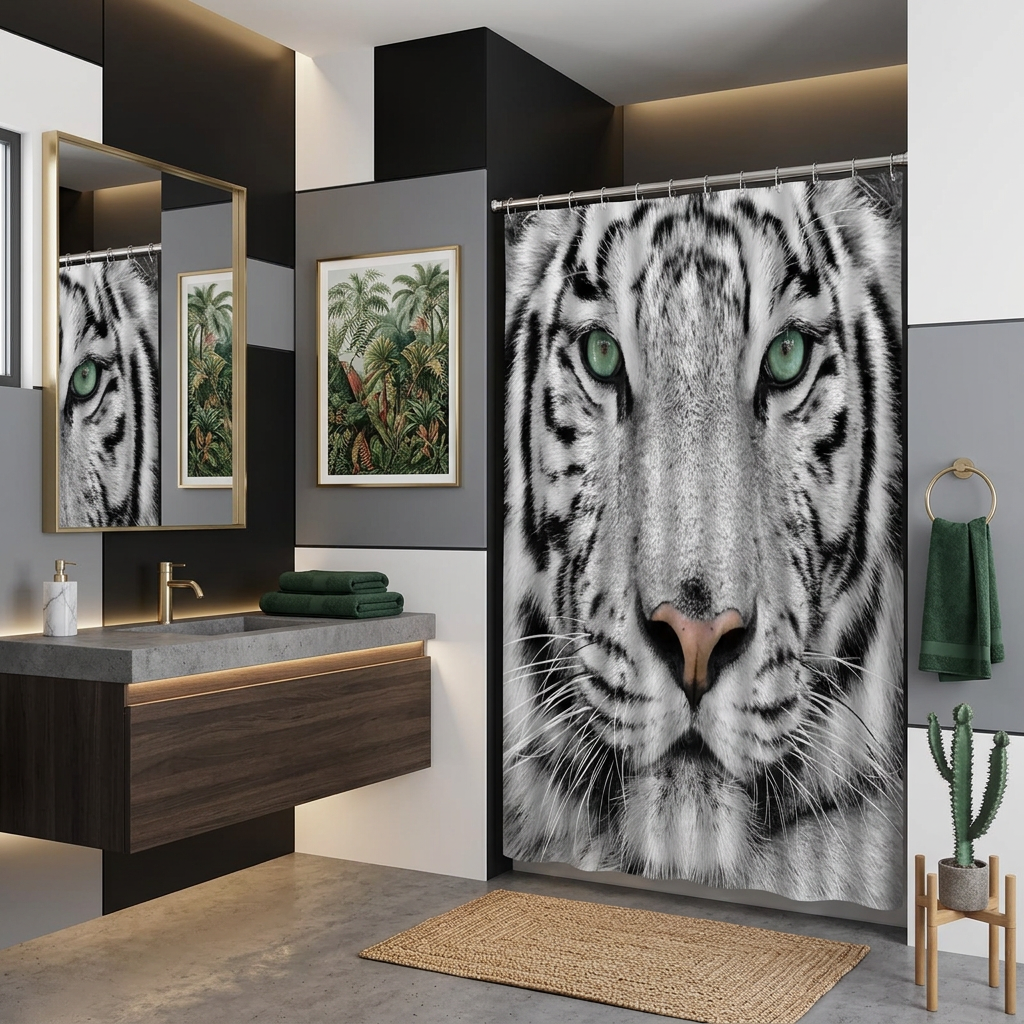 Exotic Ferocious Tiger Shower Curtain