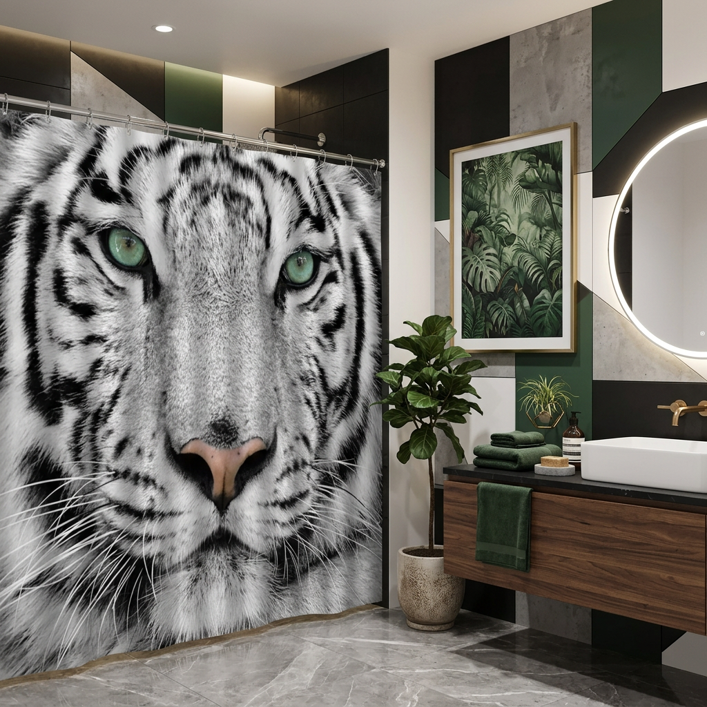 Exotic Ferocious Tiger Shower Curtain