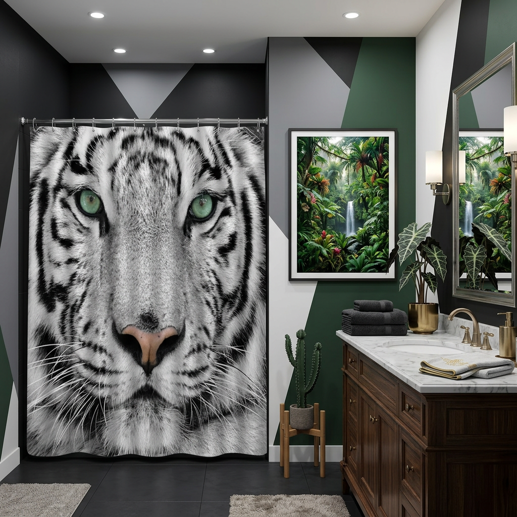 Exotic Ferocious Tiger Shower Curtain