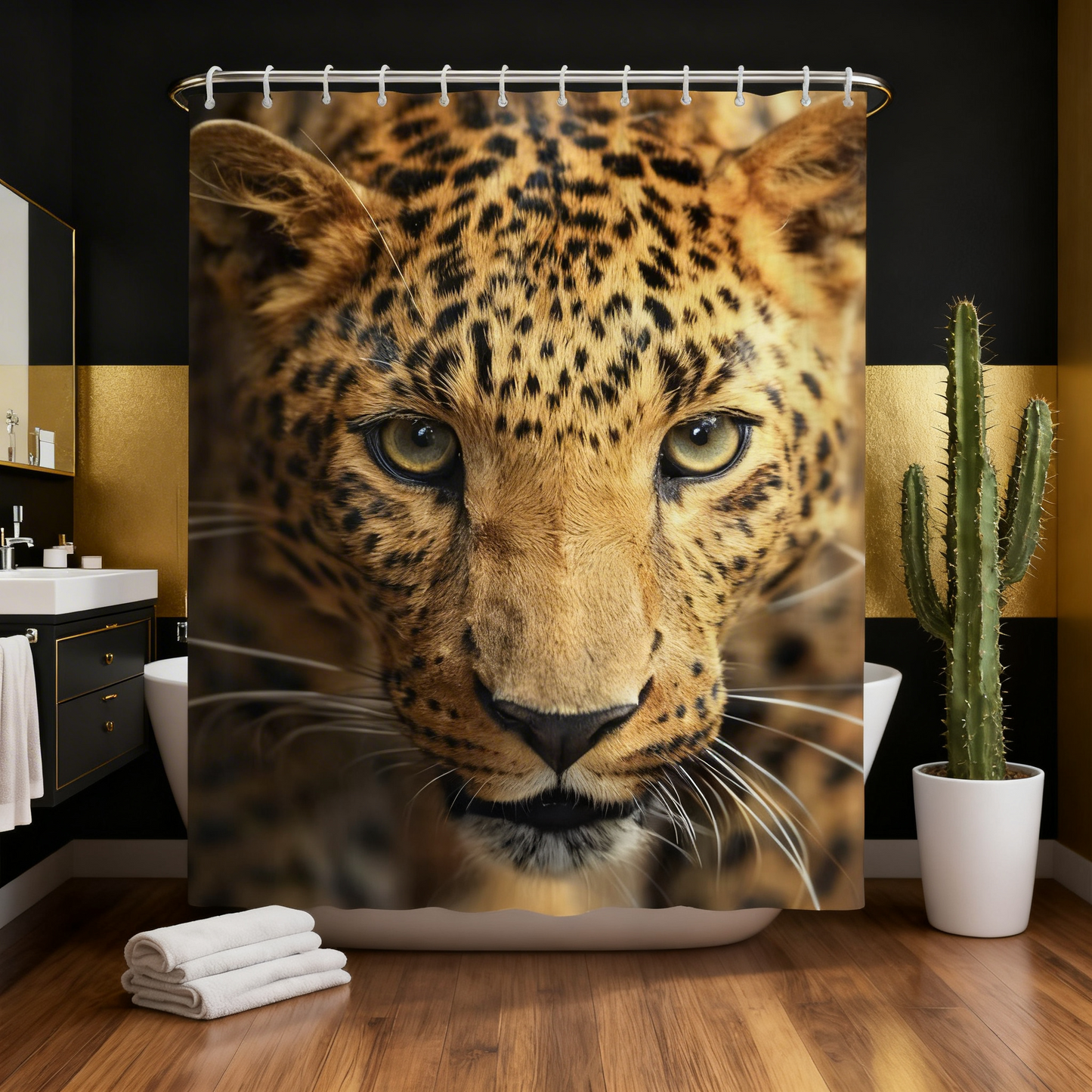 Exotic Breathtaking Ferocious Leopard Shower Curtain