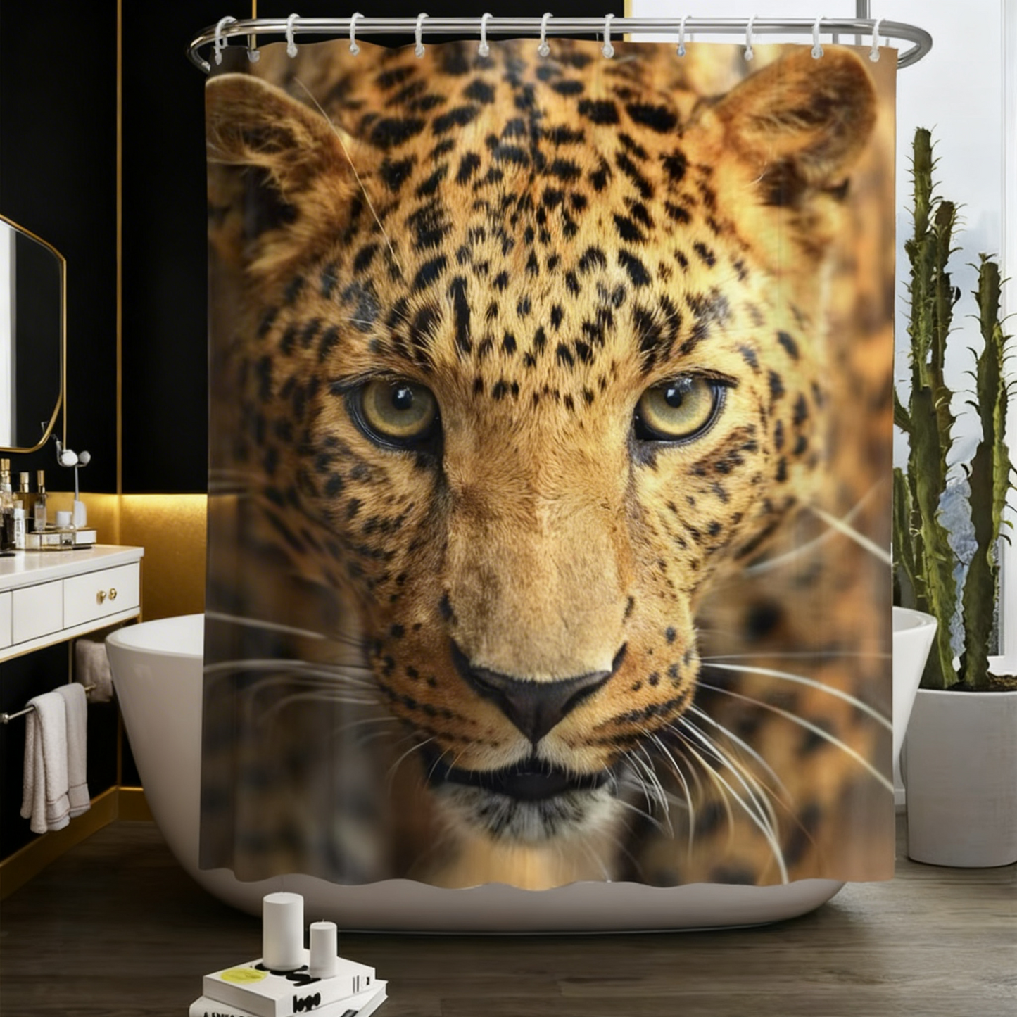 Exotic Breathtaking Ferocious Leopard Shower Curtain