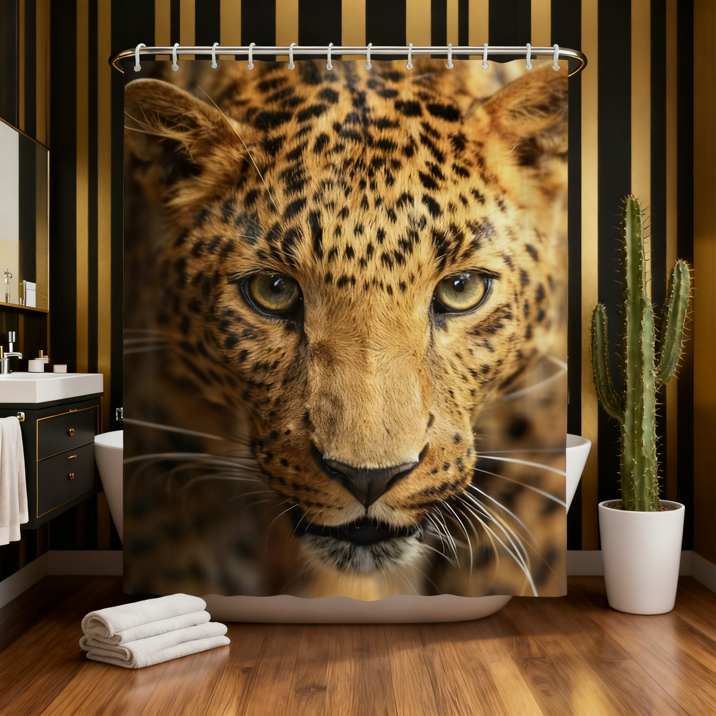 Exotic Breathtaking Ferocious Leopard Shower Curtain