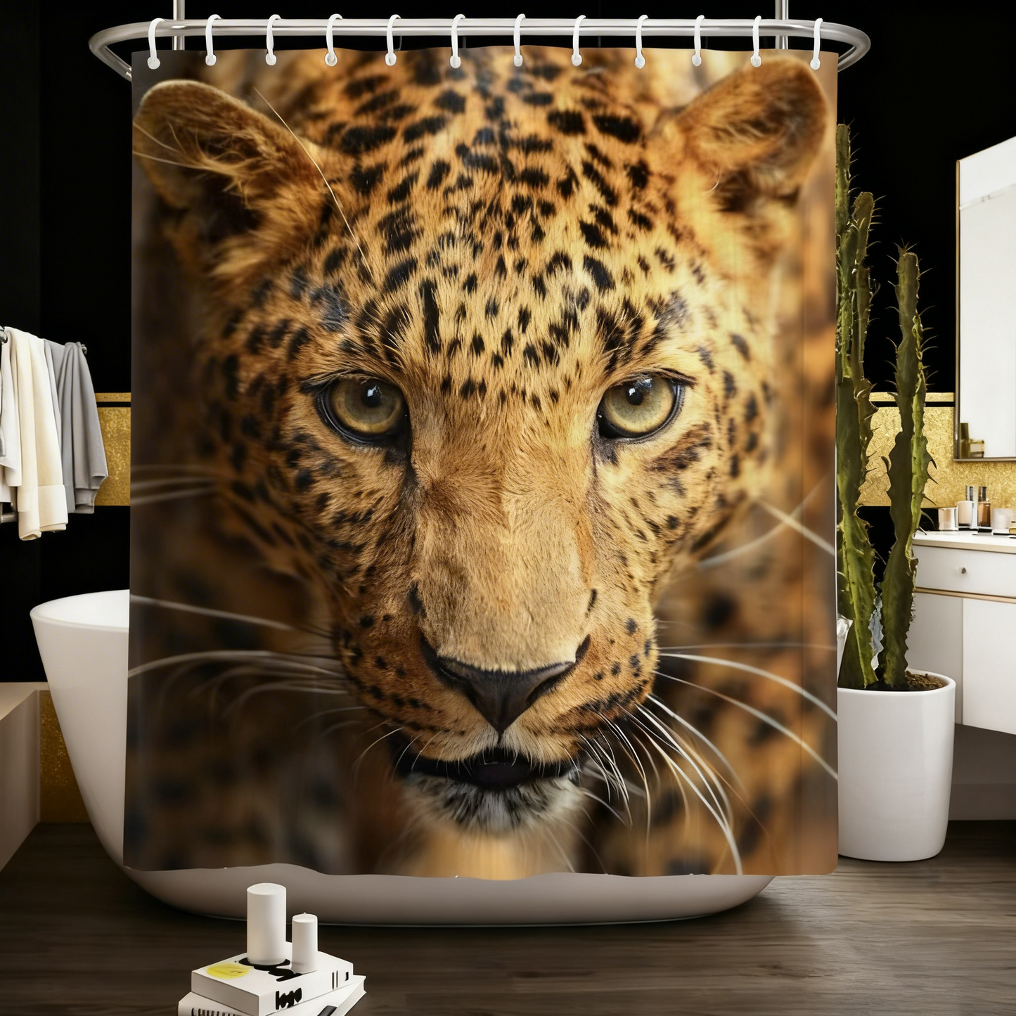 Exotic Breathtaking Ferocious Leopard Shower Curtain