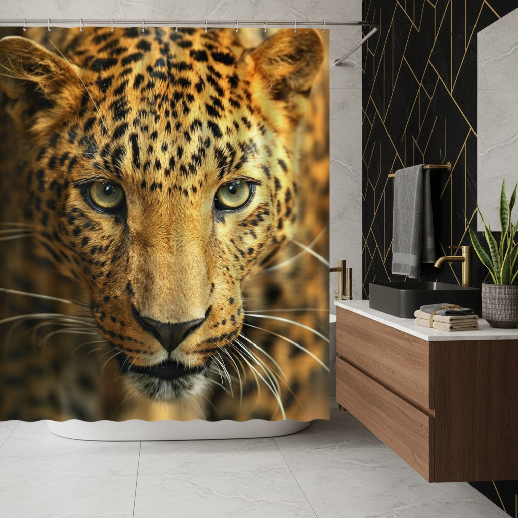 Exotic Breathtaking Ferocious Leopard Shower Curtain