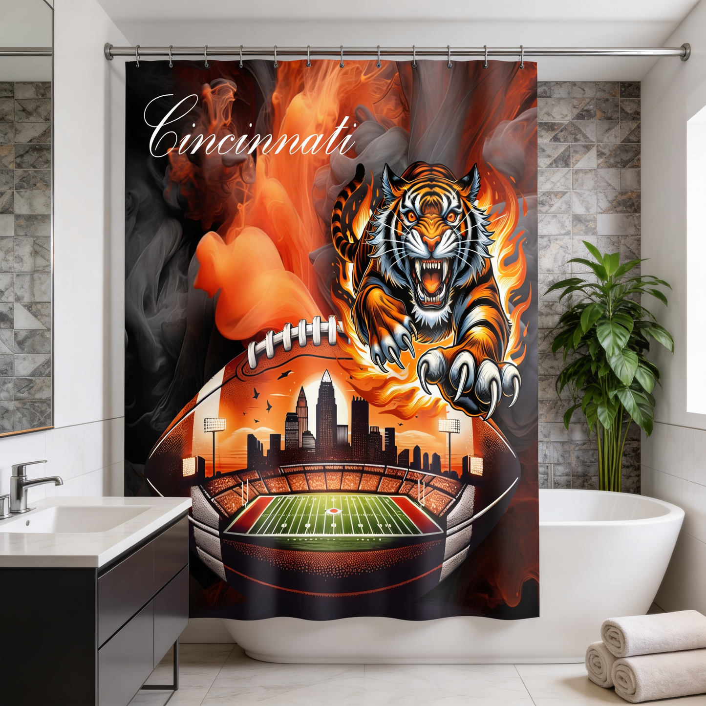 Copycat-Creations Cincinnati Football Shower Curtain