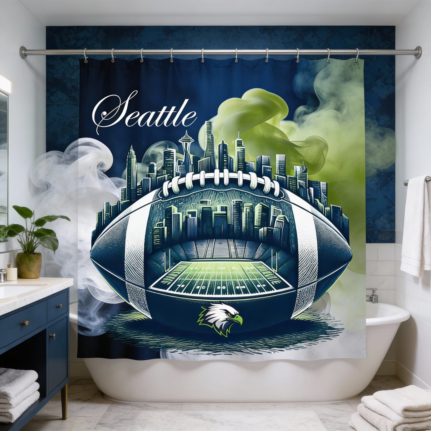 Copycat-Creations Seattle Football Shower Curtain