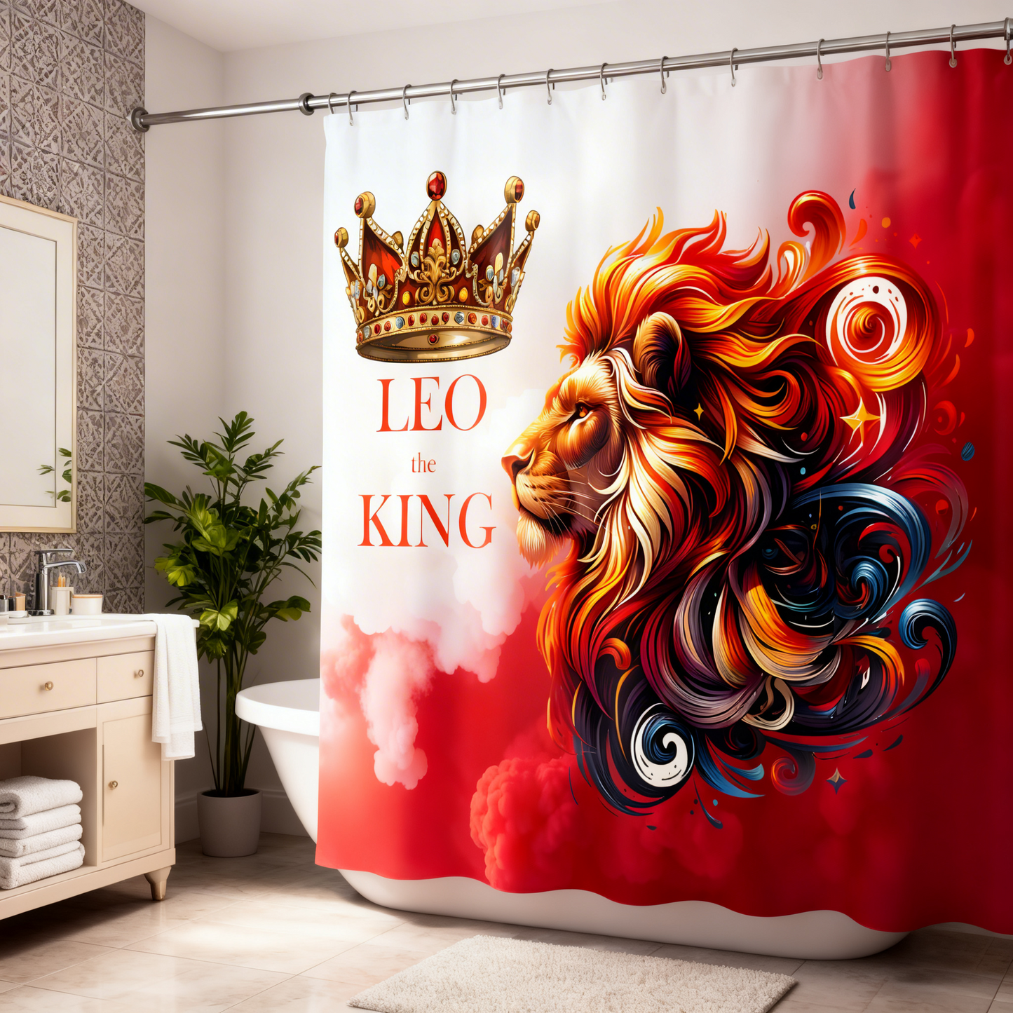 Copycat-Creations Leo The King Zodiac Shower Curtain