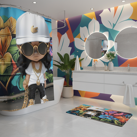Copycat-Creations Hip-Hop Latina Princess 2pcs Shower Curtain Set
