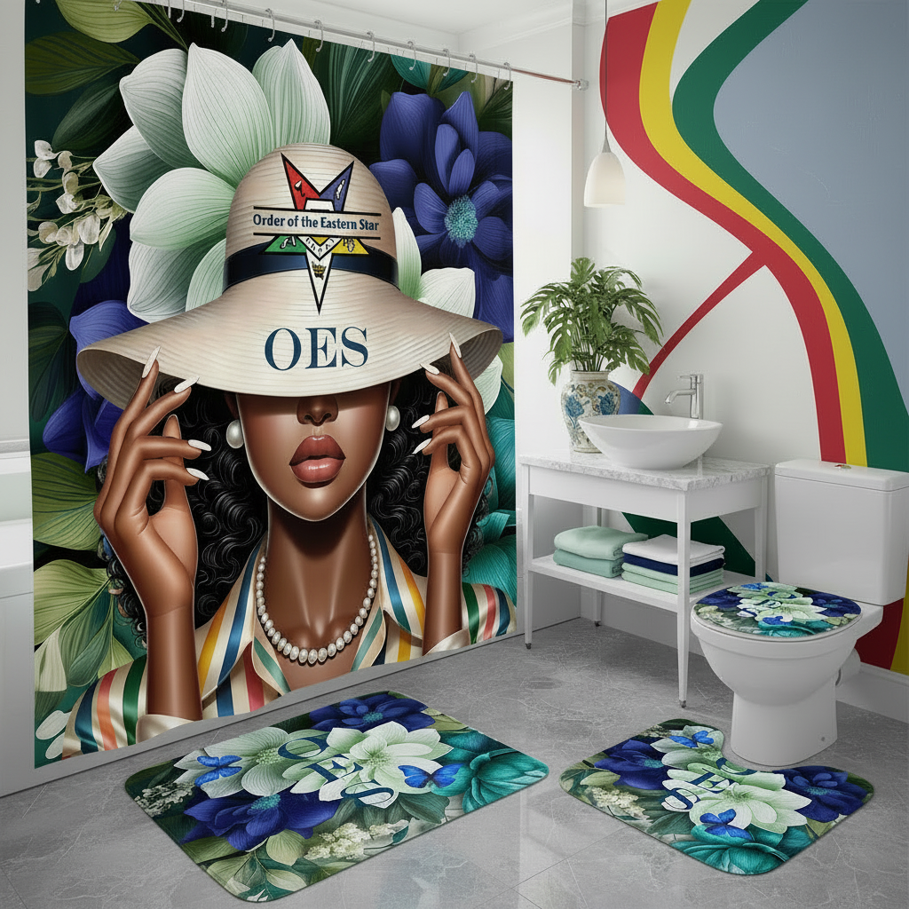 Copycat-Creations Order of the Eastern Star 4pcs Shower Curtain Set