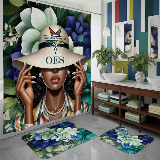 Copycat-Creations Order of the Eastern Star 4pcs Shower Curtain Set