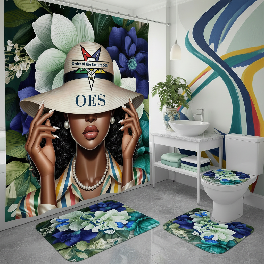 Copycat-Creations Order of the Eastern Star 4pcs Shower Curtain Set