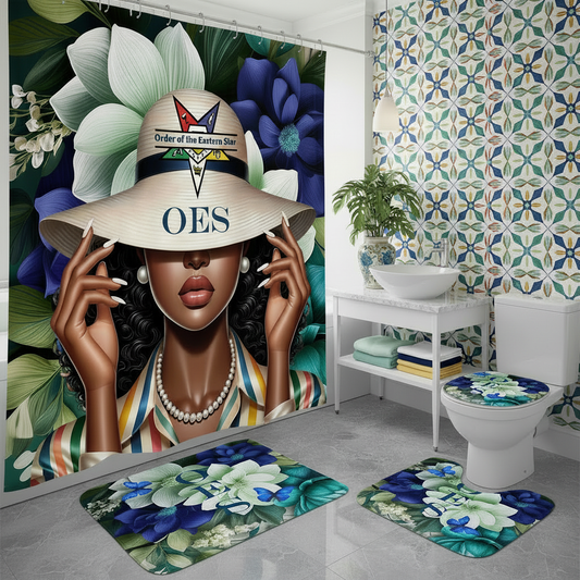 Copycat-Creations Order of the Eastern Star 4pcs Shower Curtain Set