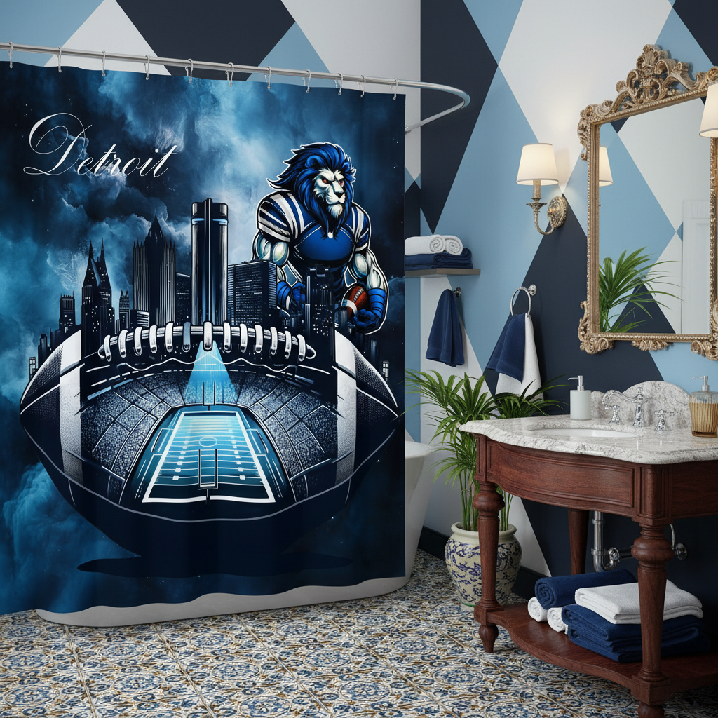 Copycat-Creations Detroit Football Shower Curtain