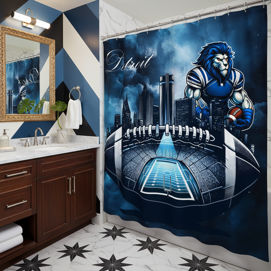 Copycat-Creations Detroit Football Shower Curtain