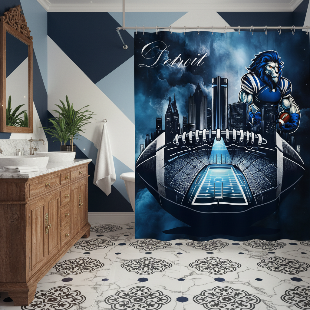 Copycat-Creations Detroit Football Shower Curtain