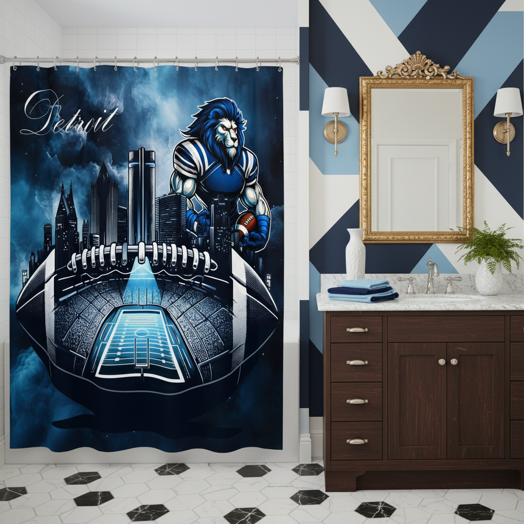Copycat-Creations Detroit Football Shower Curtain