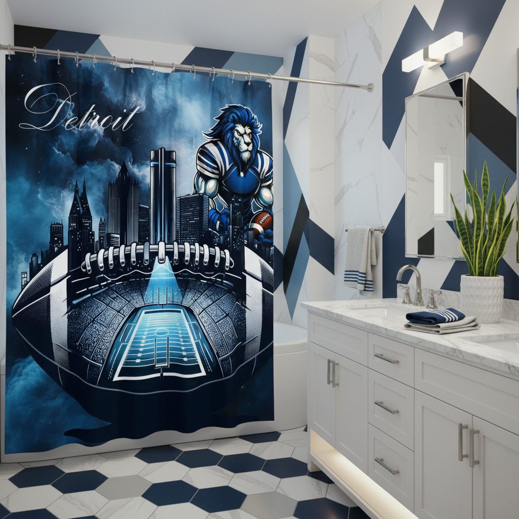 Copycat-Creations Detroit Football Shower Curtain
