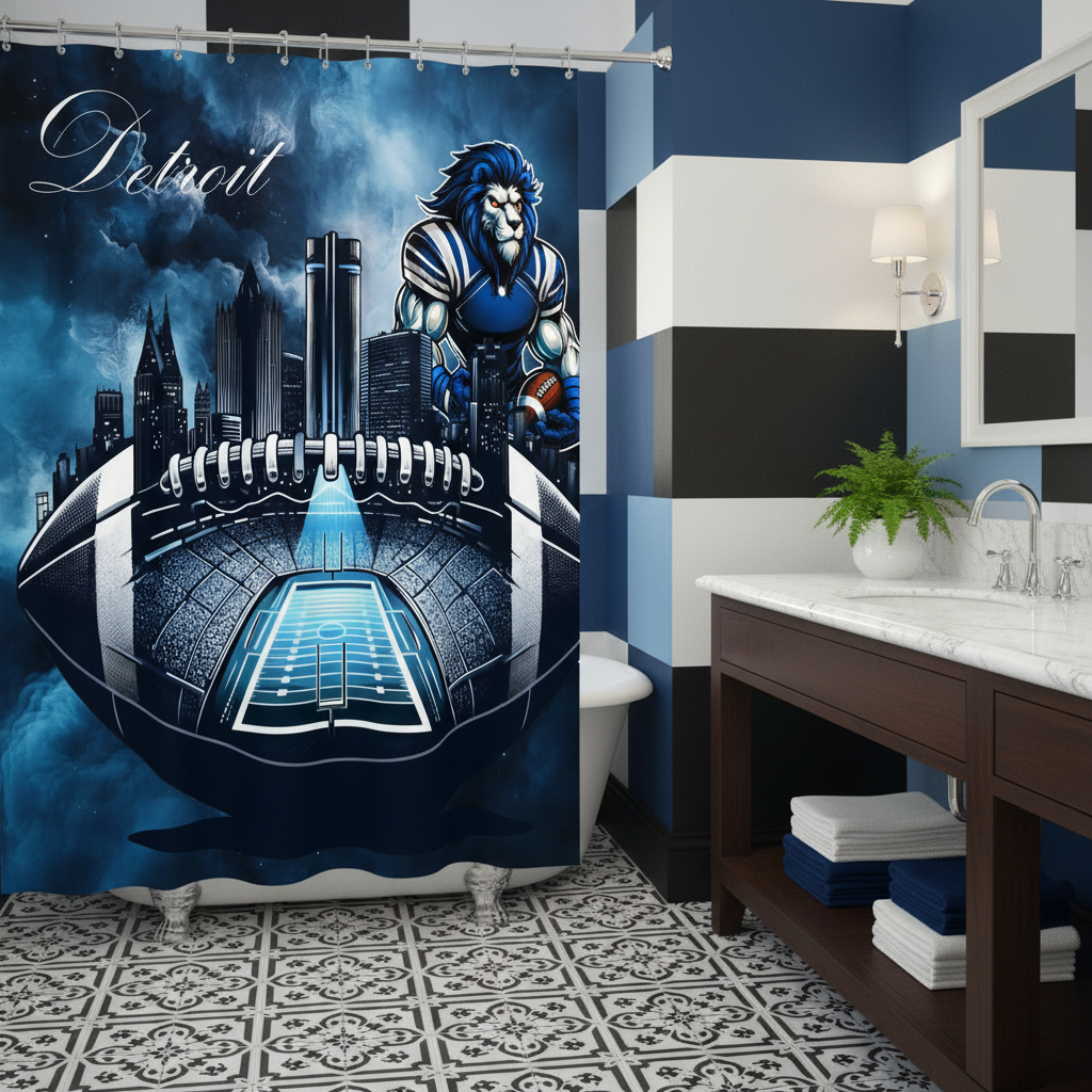 Copycat-Creations Detroit Football Shower Curtain