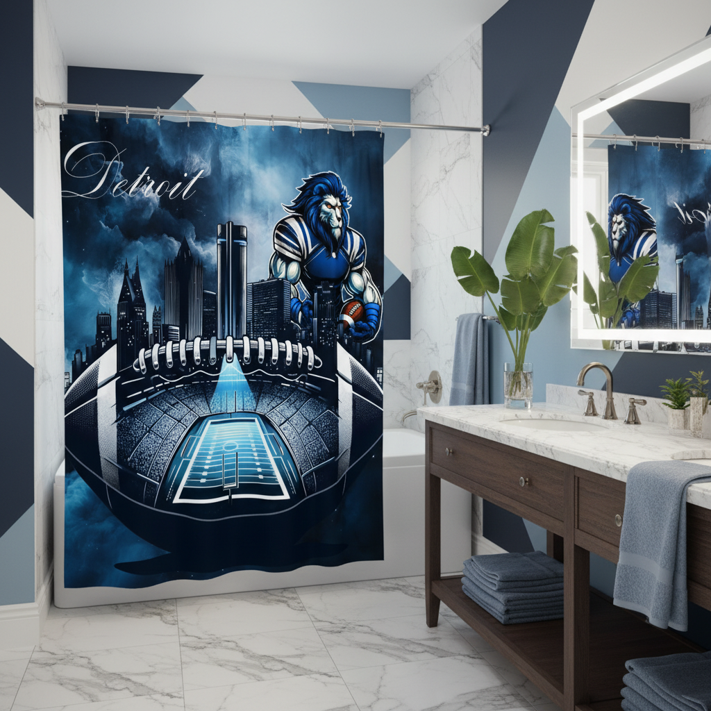 Copycat-Creations Detroit Football Shower Curtain