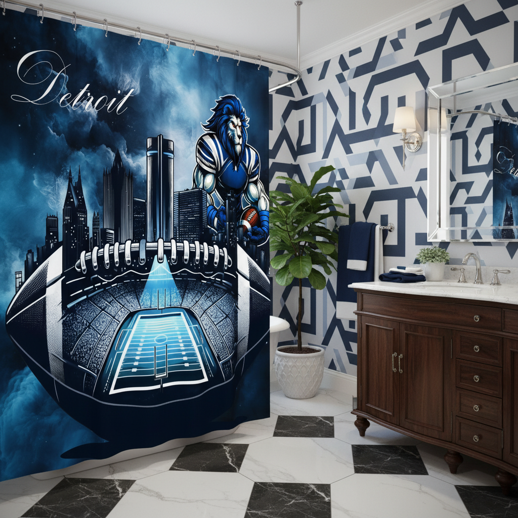 Copycat-Creations Detroit Football Shower Curtain