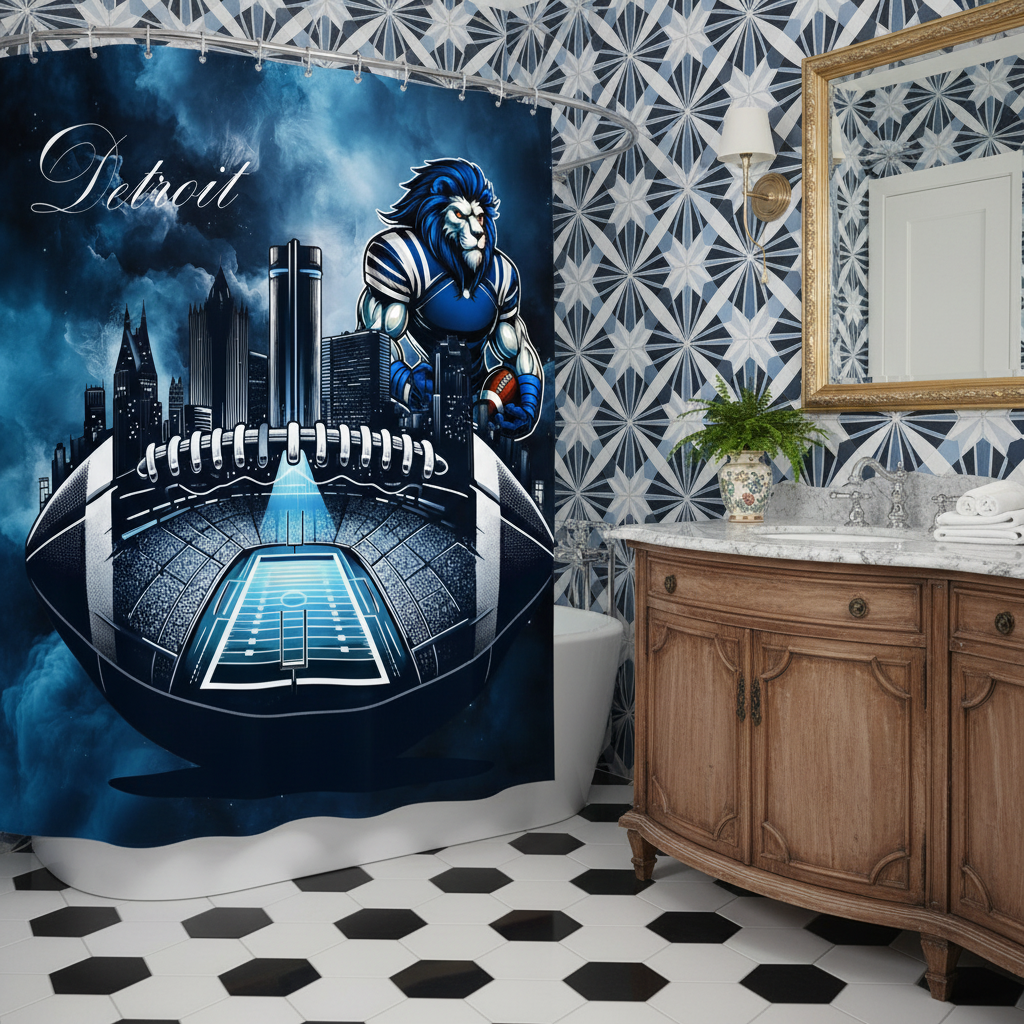 Copycat-Creations Detroit Football Shower Curtain