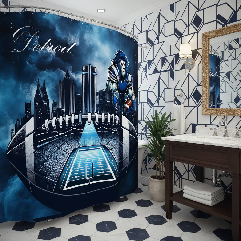 Copycat-Creations Detroit Football Shower Curtain