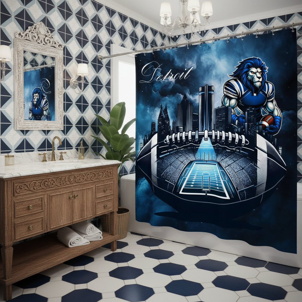 Copycat-Creations Detroit Football Shower Curtain