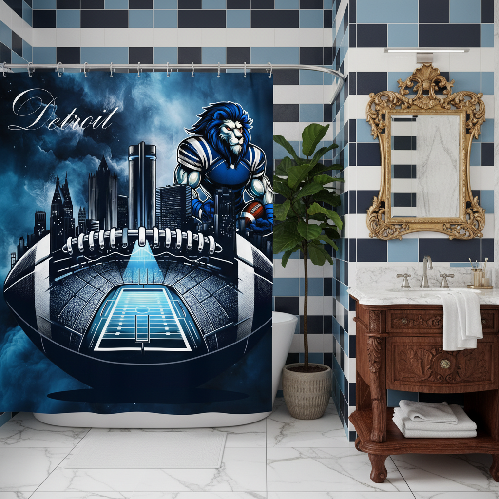 Copycat-Creations Detroit Football Shower Curtain