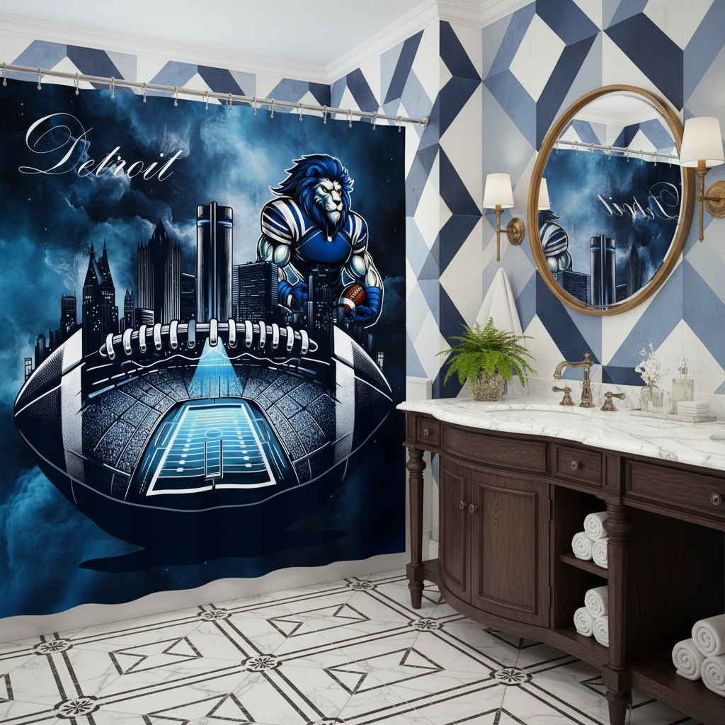 Copycat-Creations Detroit Football Shower Curtain