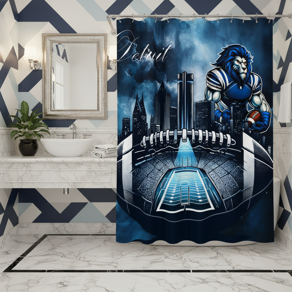 Copycat-Creations Detroit Football Shower Curtain