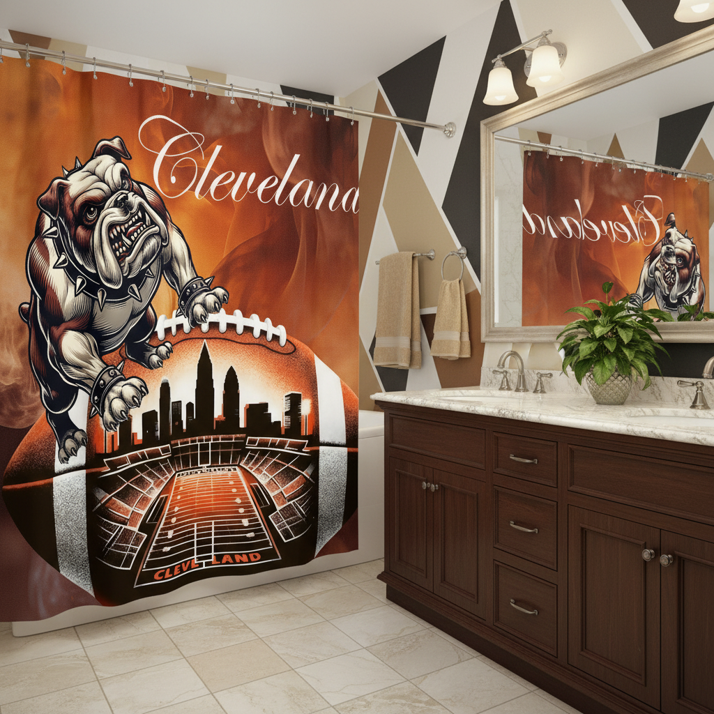 Copycat-Creations Cleveland Football Shower Curtain