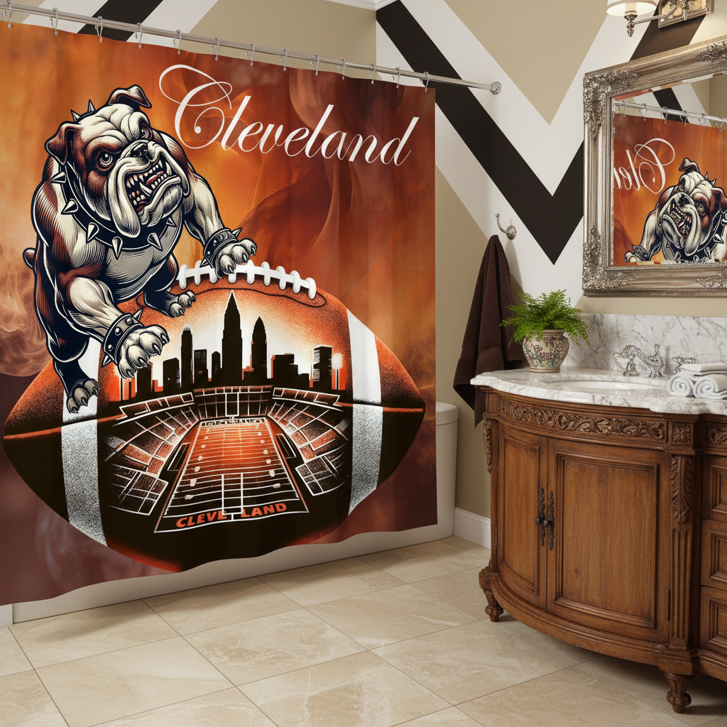 Copycat-Creations Cleveland Football Shower Curtain