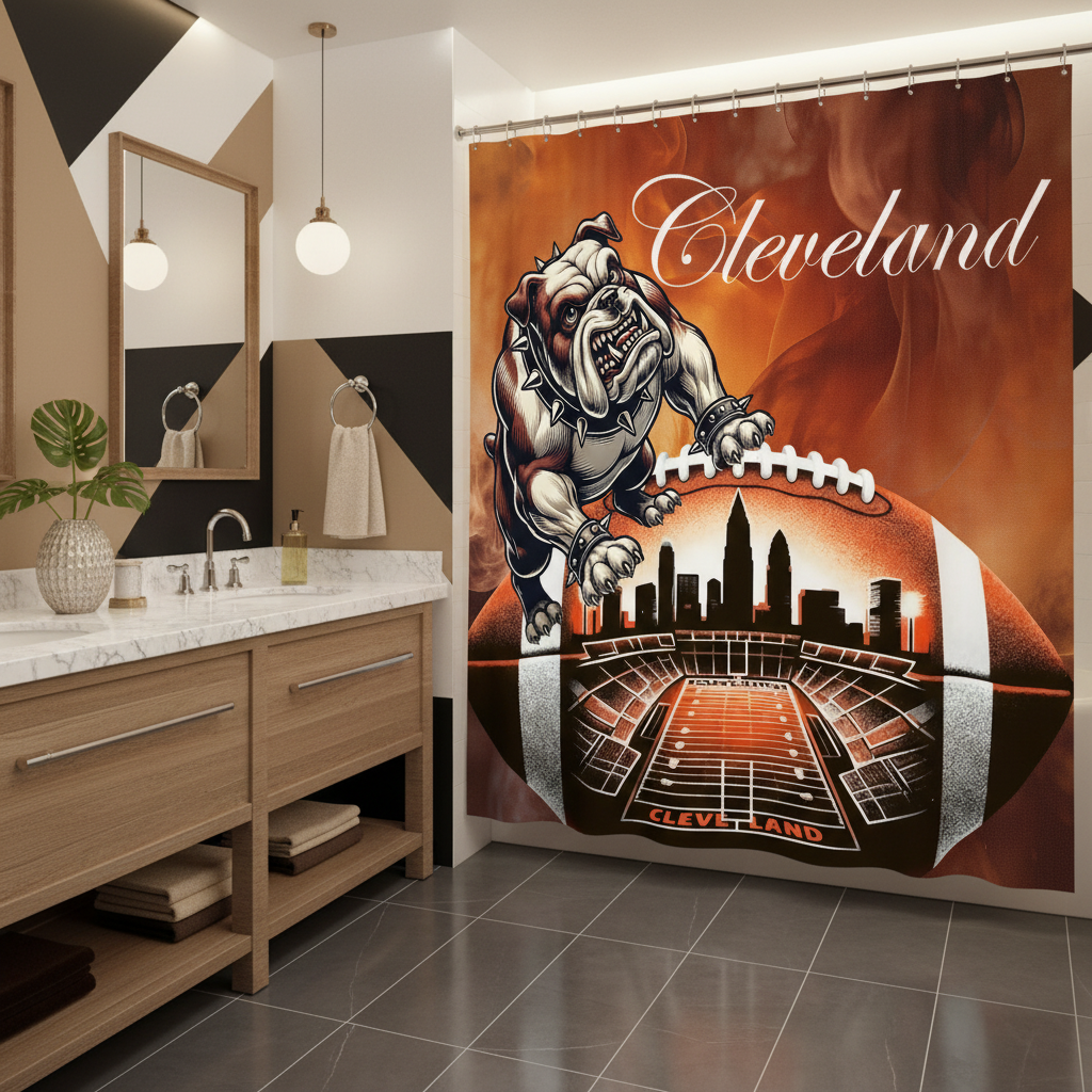 Copycat-Creations Cleveland Football Shower Curtain