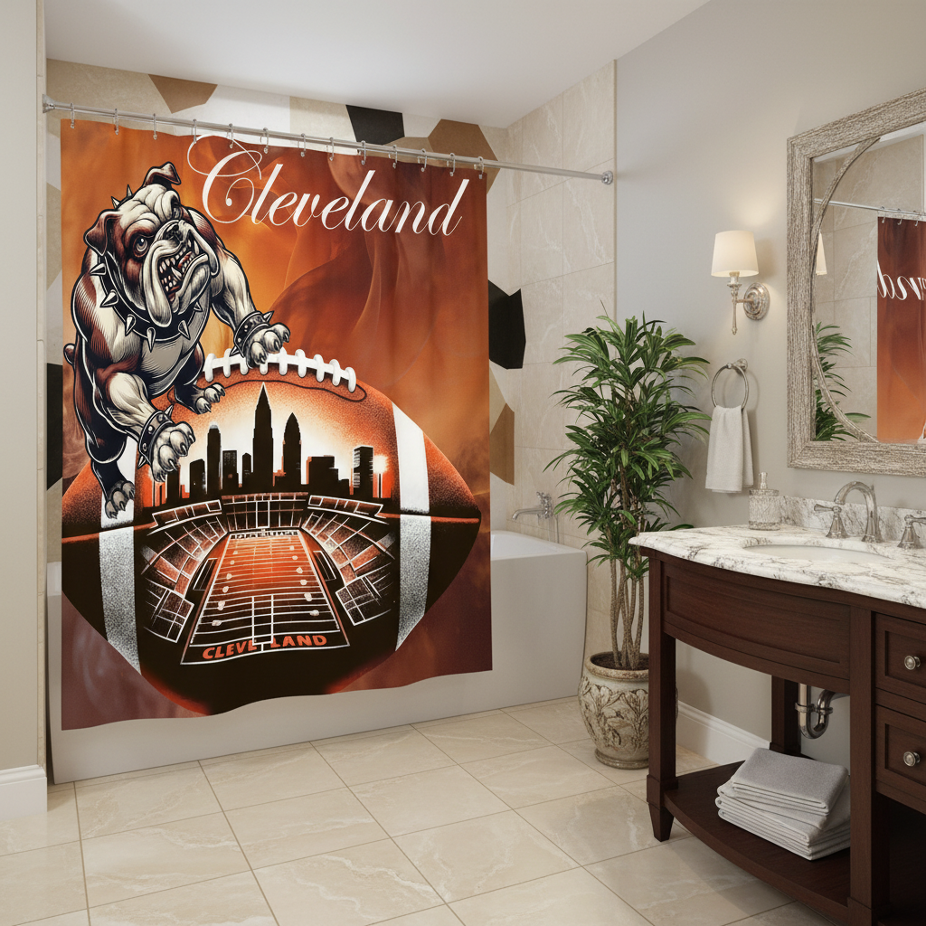 Copycat-Creations Cleveland Football Shower Curtain